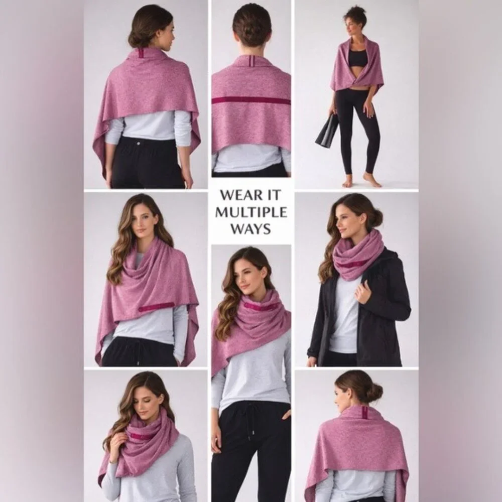 Lululemon Vinyasa Scarf Pink Snap Button Circle Scarf Athleisure OS